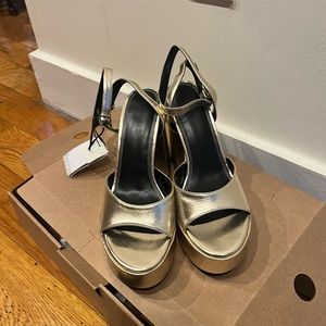 Bershka Gold Platform Heels, size 9